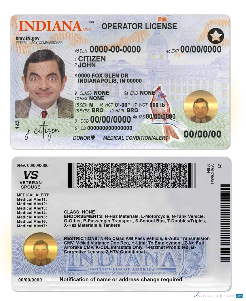download USA Indiana driving (operator) license template(2019 – present)